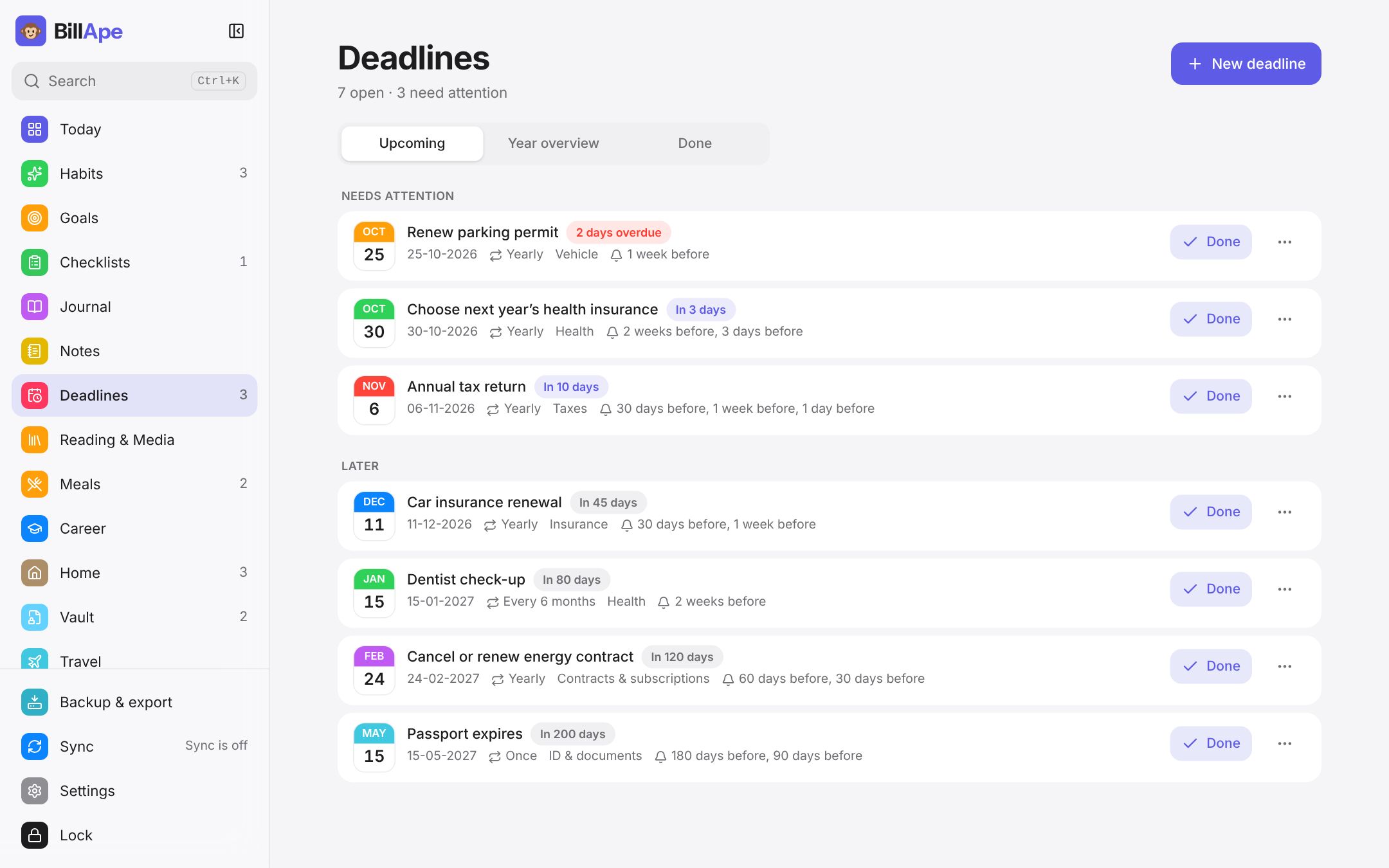 Deadlines