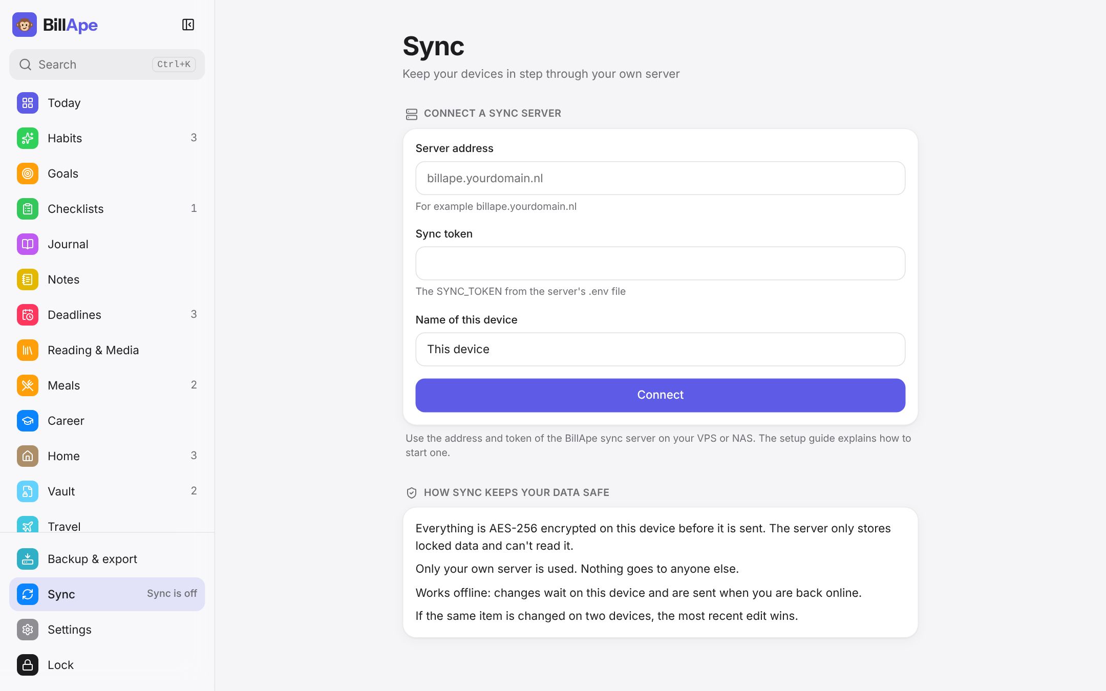Sync with your own server
